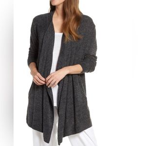 Barefoot Dreams CozyChic Lite Island Cardigan - heather grey /  black (L/XL)